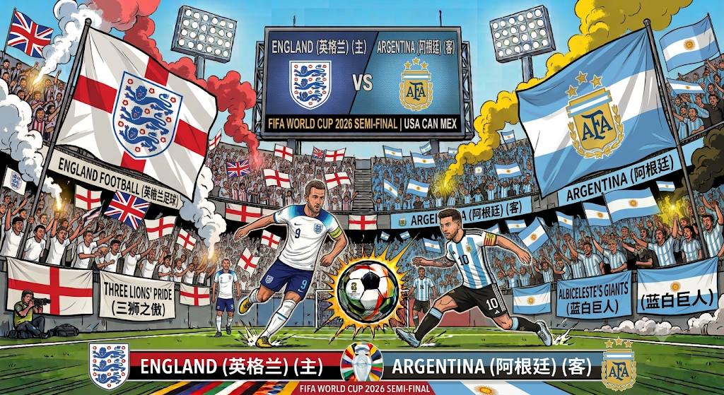 美加墨世界杯半决赛 英格兰 vs 阿根廷（半决赛）  开赛时间7月16号 3:00
