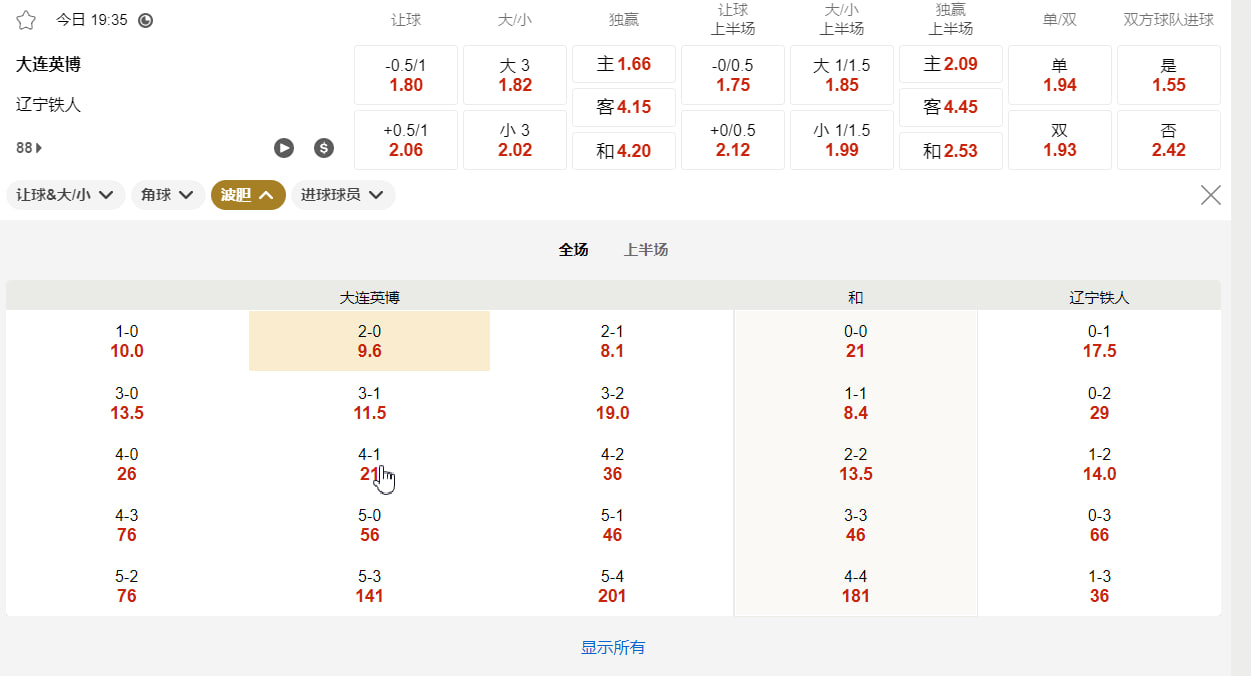中国超级联赛 大连英博 (主) vs 辽宁铁人 (客) （8月8号 19:35）